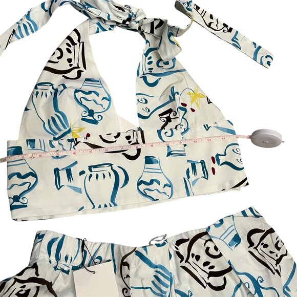 Zara CoOrd Set Printed Poplin Crop Top & Midi Skirt Set Abstract Cotton Medium - Picture 8 of 16